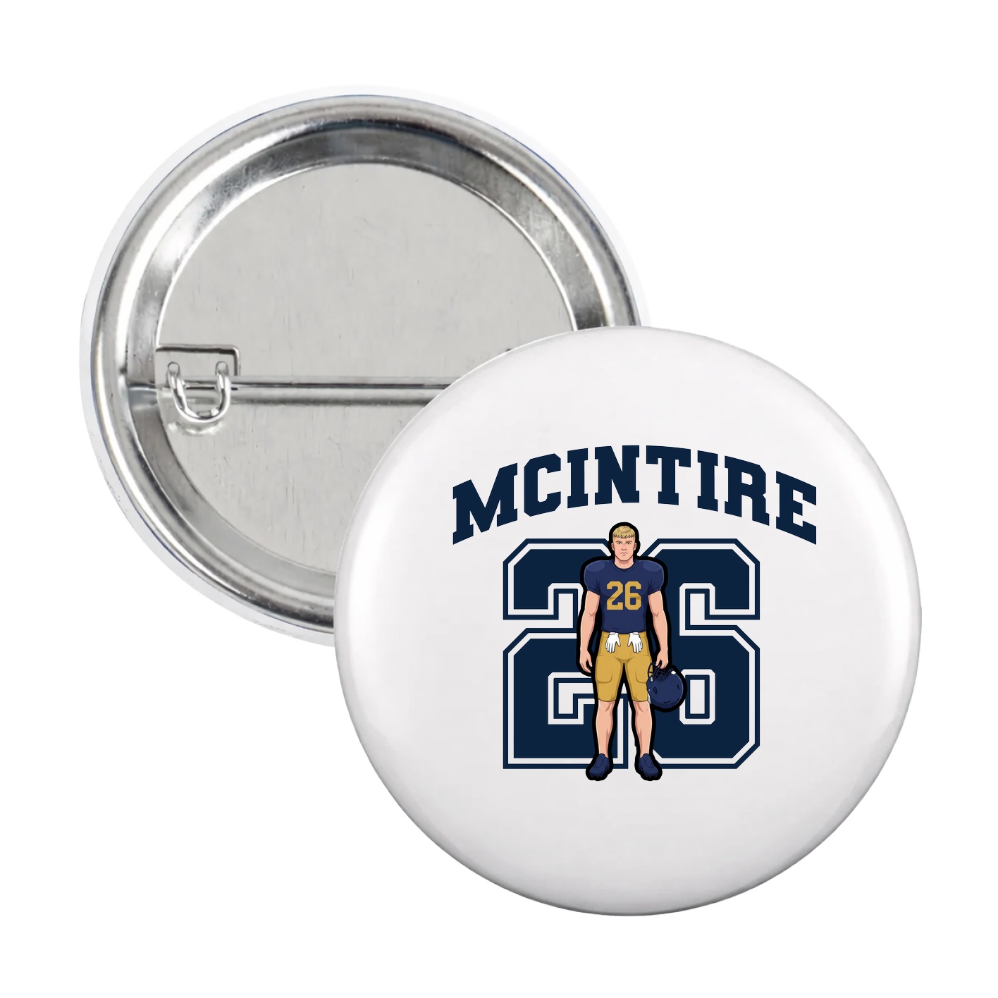 Game Day Button — Number in White