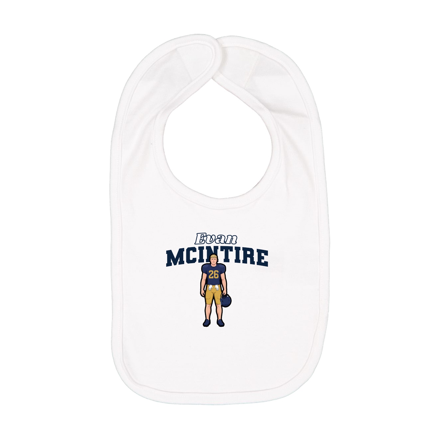 Infant Bib — Name Arch in White