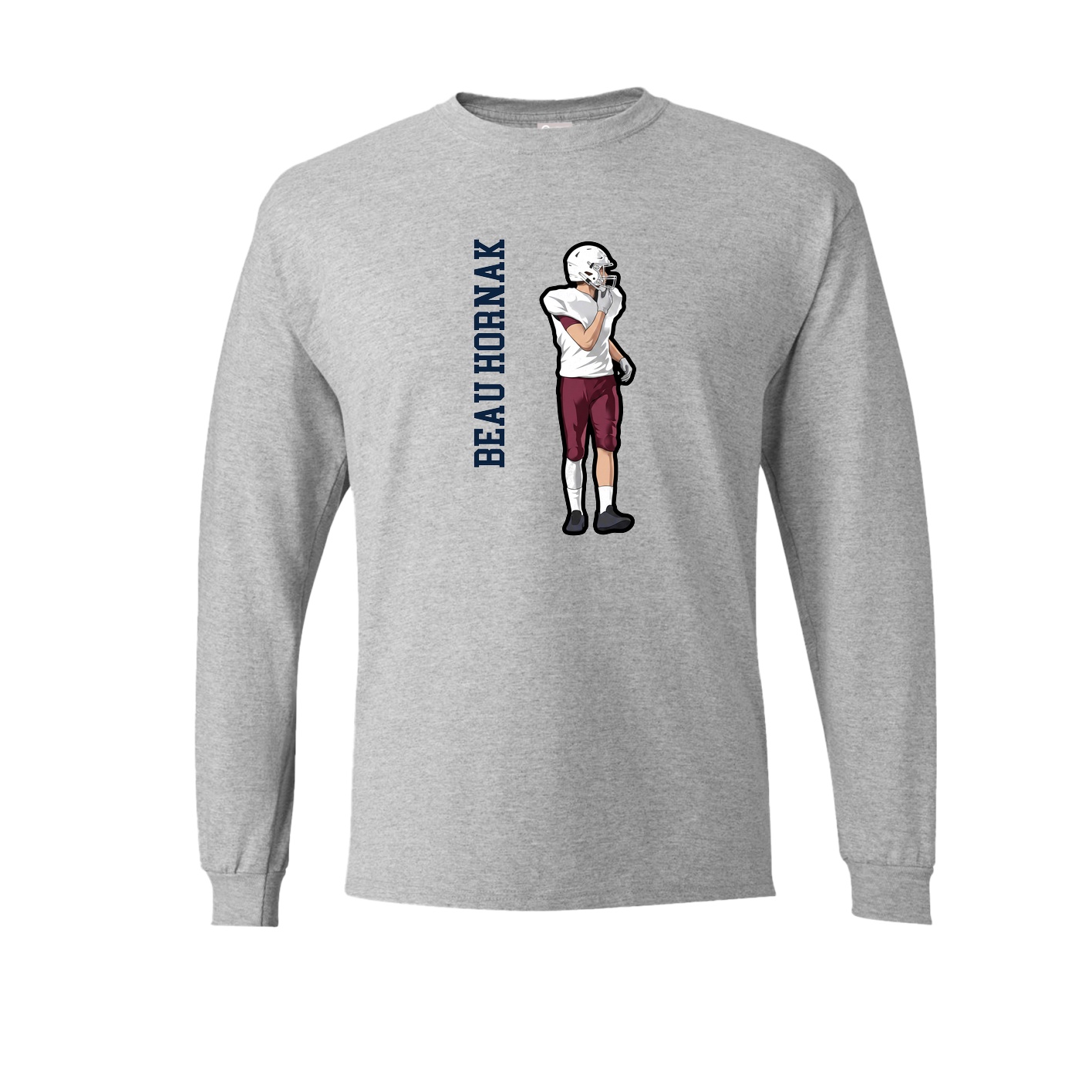 Long Sleeve Tee — Name Vertical in Grey