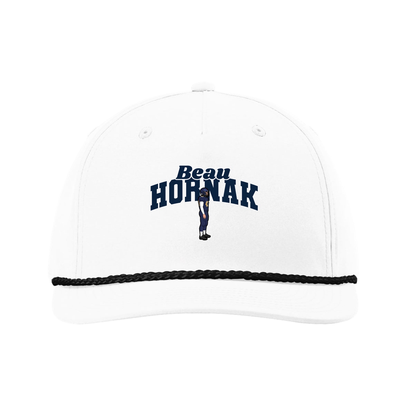 Five-Panel Classic Rope Cap — Signature Arch in White