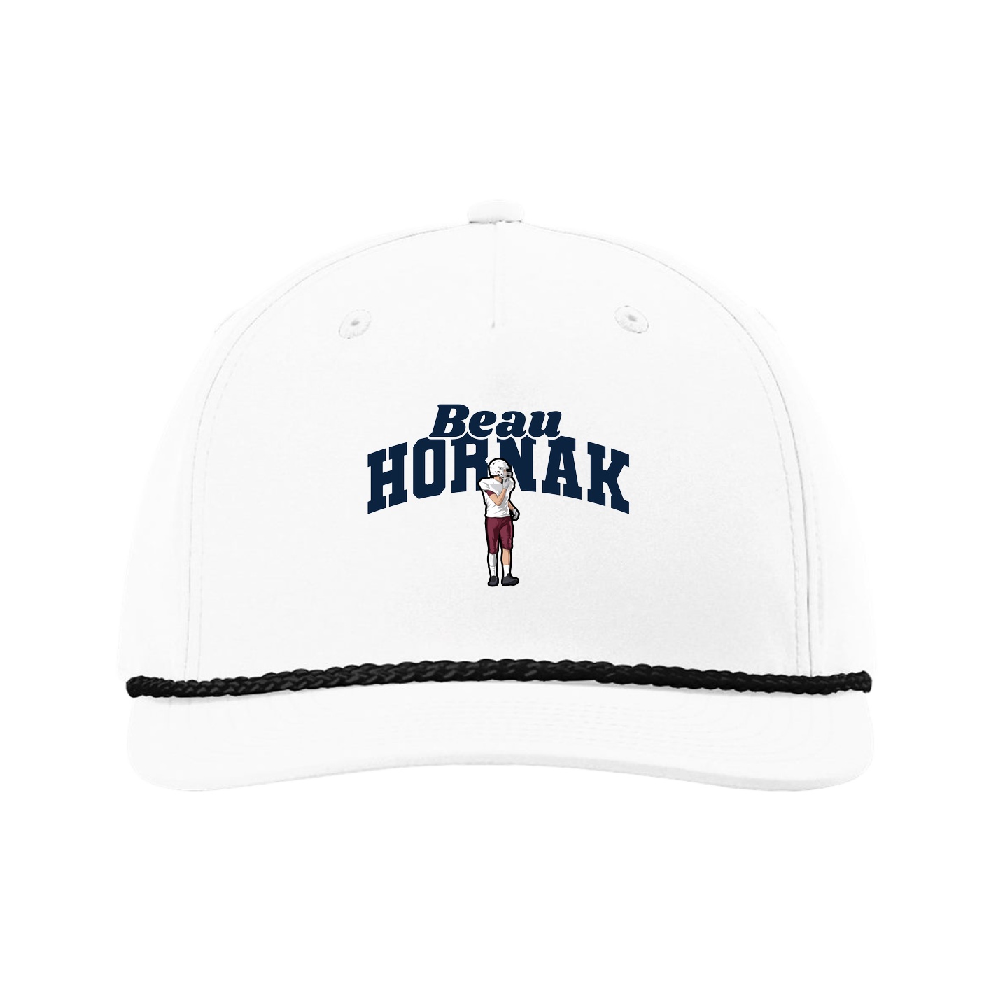Five-Panel Classic Rope Cap — Signature Arch in White