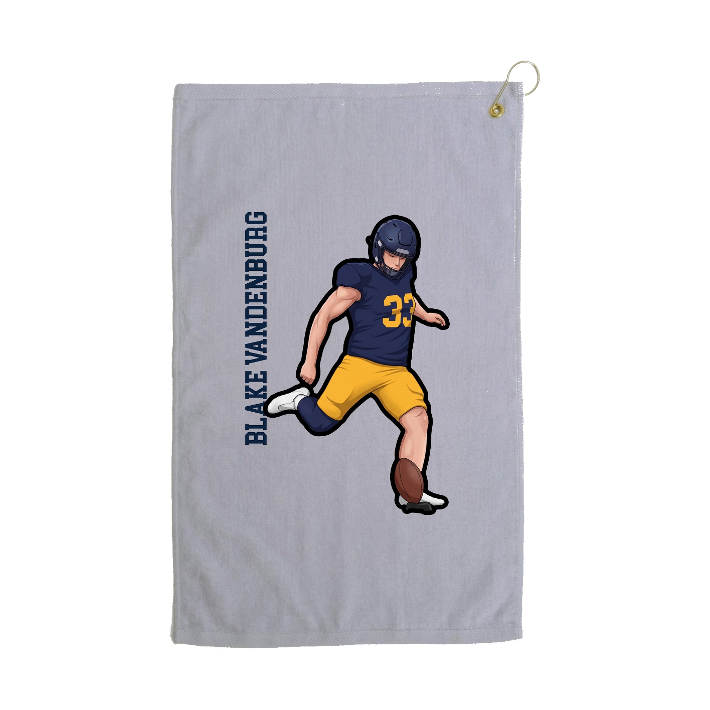 Golf Towel — Name Vertical in Grey