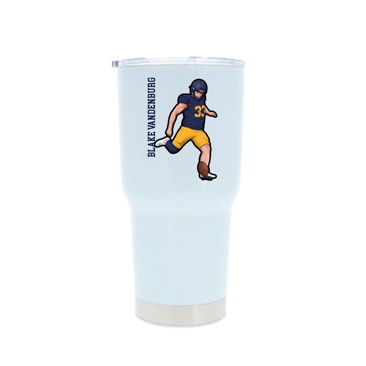 30oz Stainless Steel Tumbler — Name Vertical in White