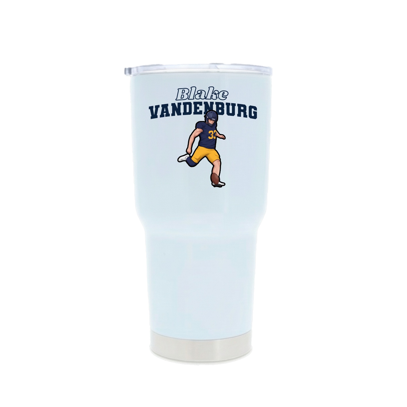 30oz Stainless Steel Tumbler — Name Arch in White