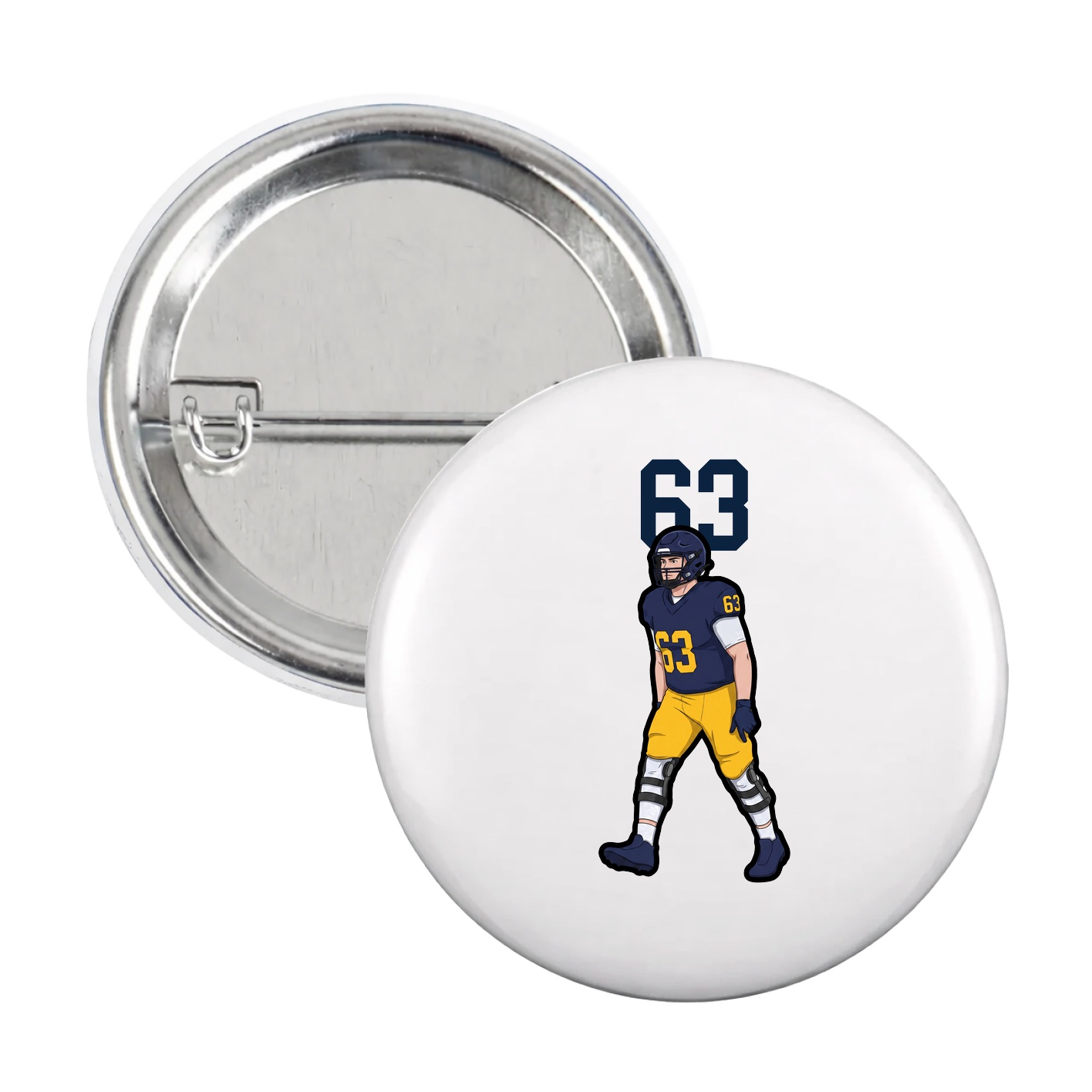 Game Day Button — Number Top in White