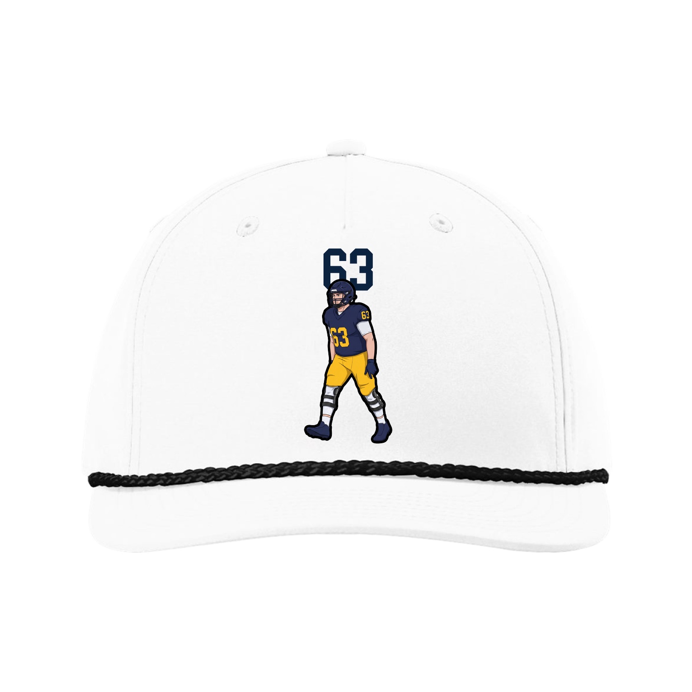 Five-Panel Classic Rope Cap — Number Top in White