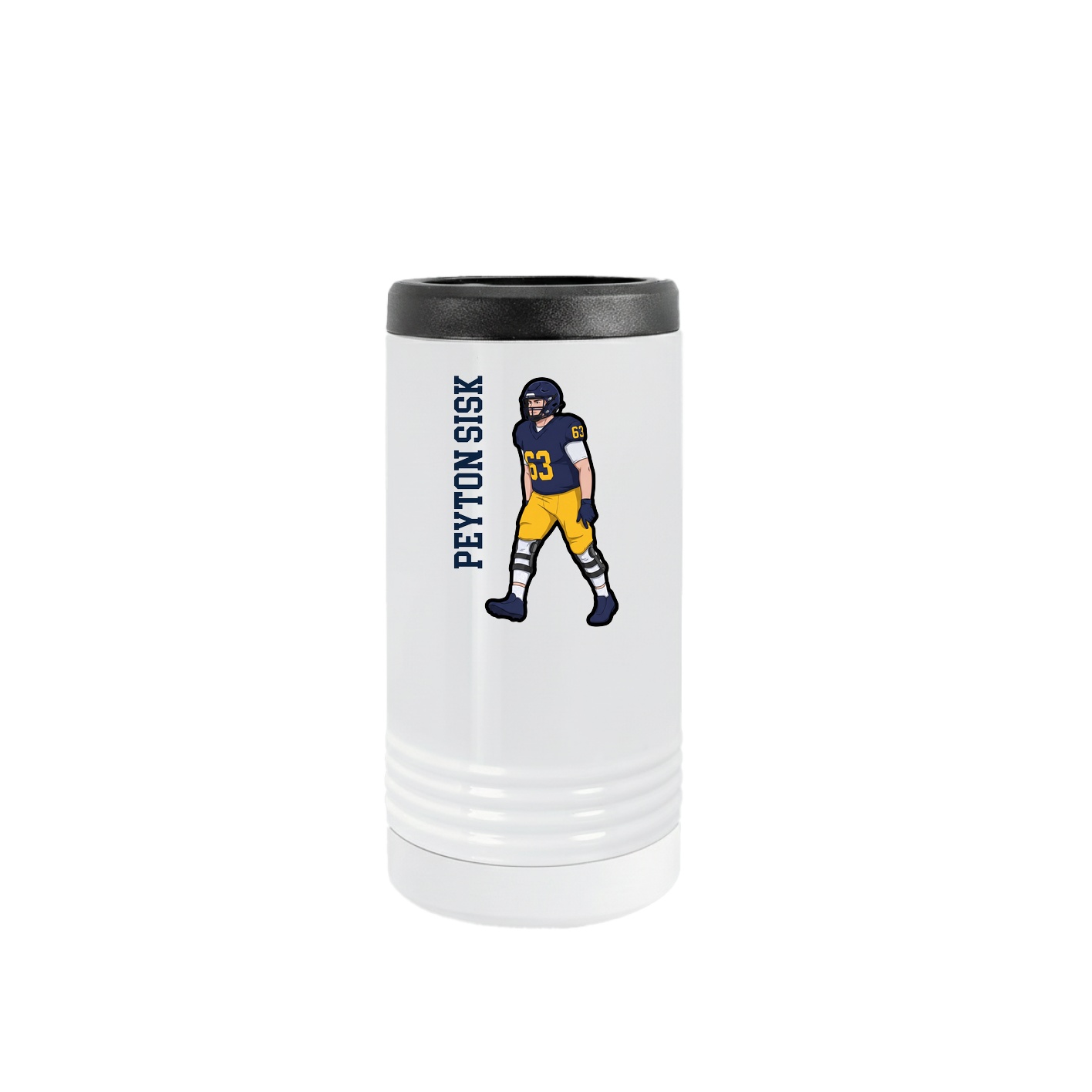 Slim Beverage Holder — Name Vertical in White