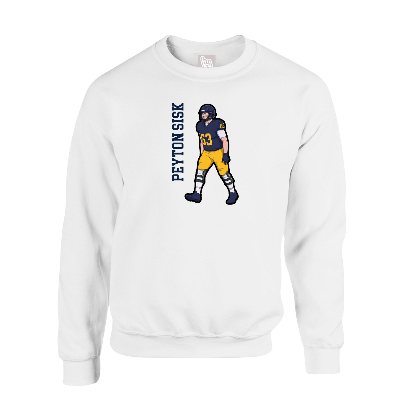 Fleece Crew — Name Vertical in White