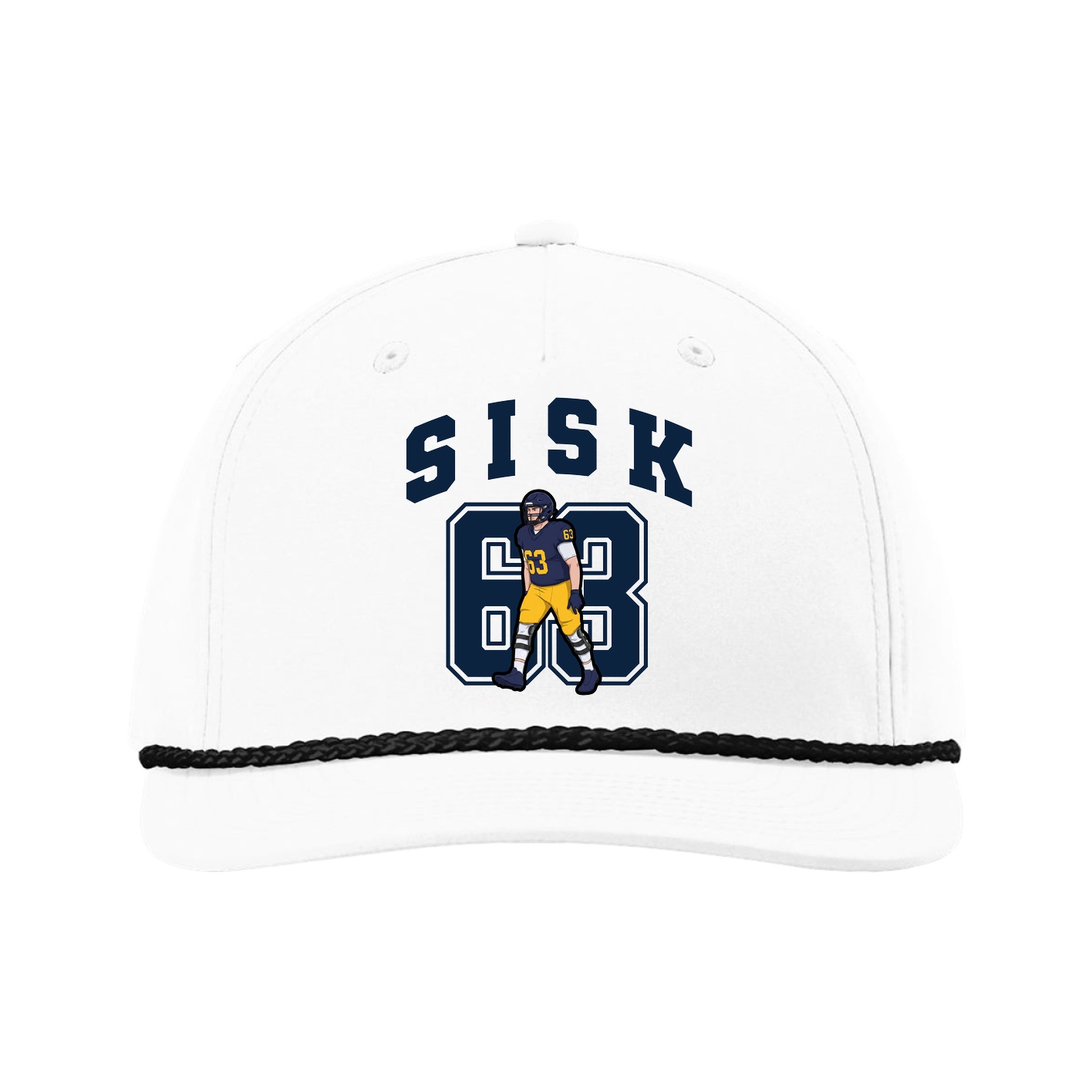 Five-Panel Classic Rope Cap — Number in White