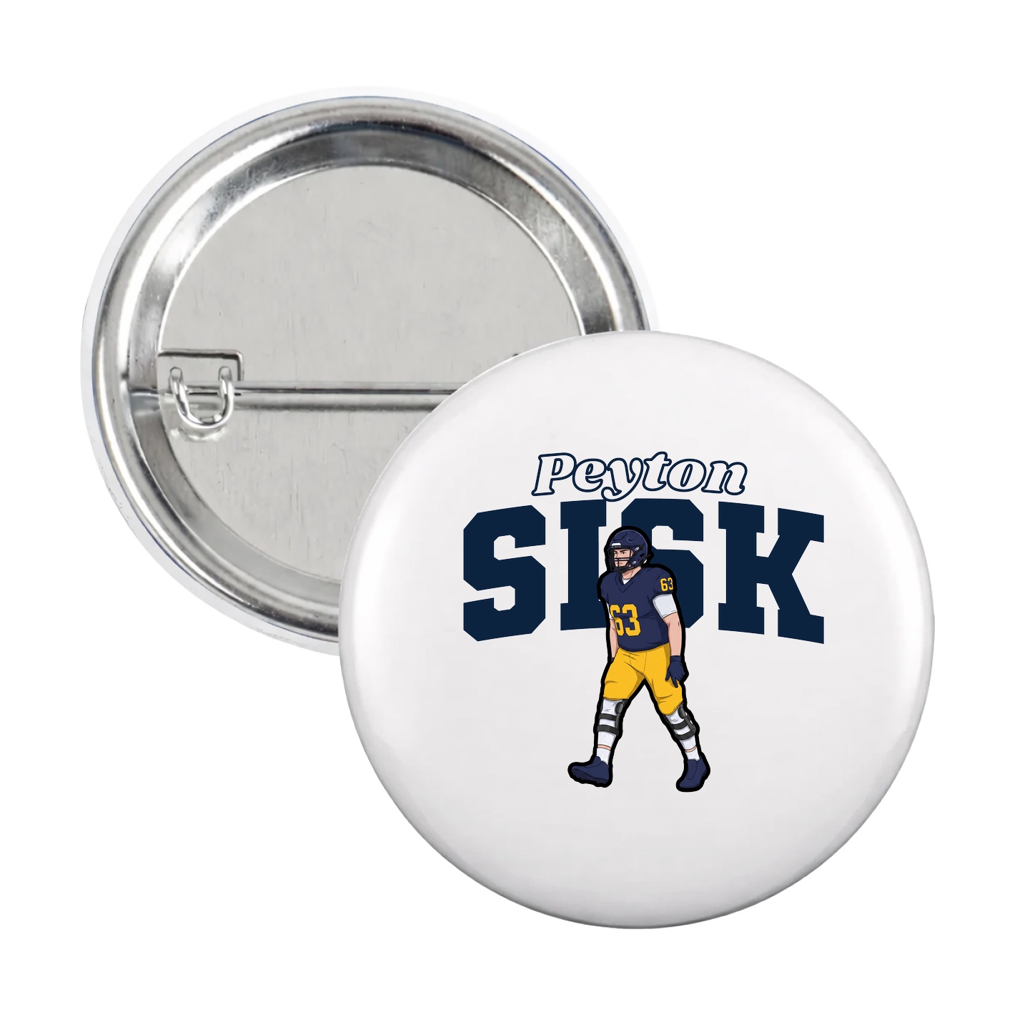Game Day Button — Name Arch in White