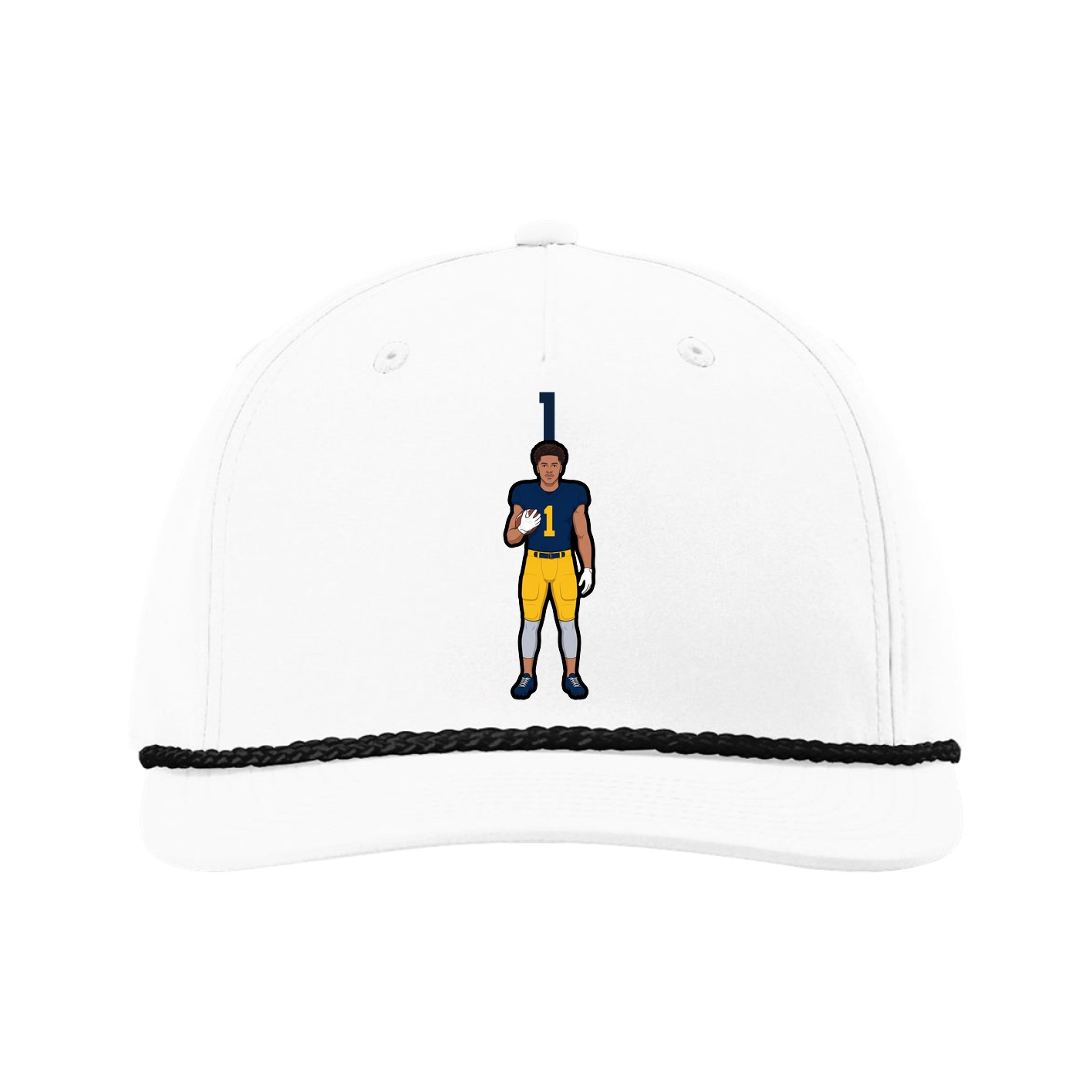 Five-Panel Classic Rope Cap — Number Top in White
