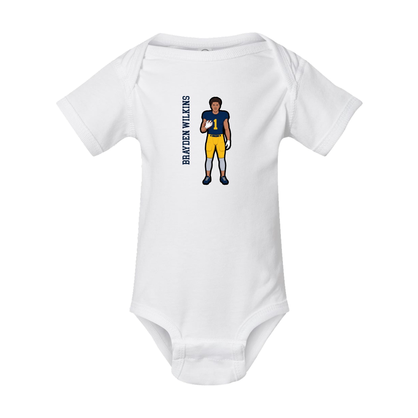 Baby Onesie — Name Vertical in White