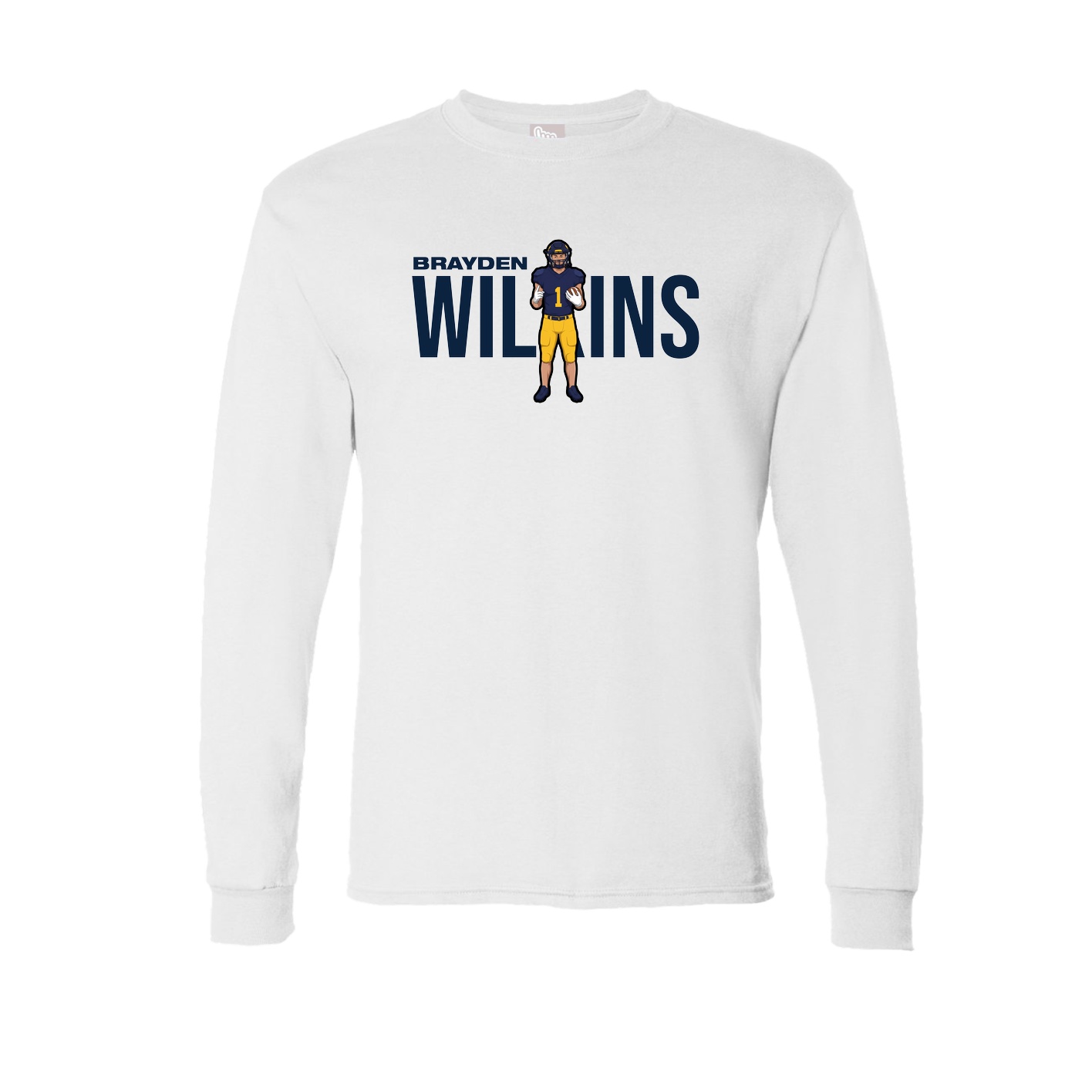 Long Sleeve Tee — Player Name in White