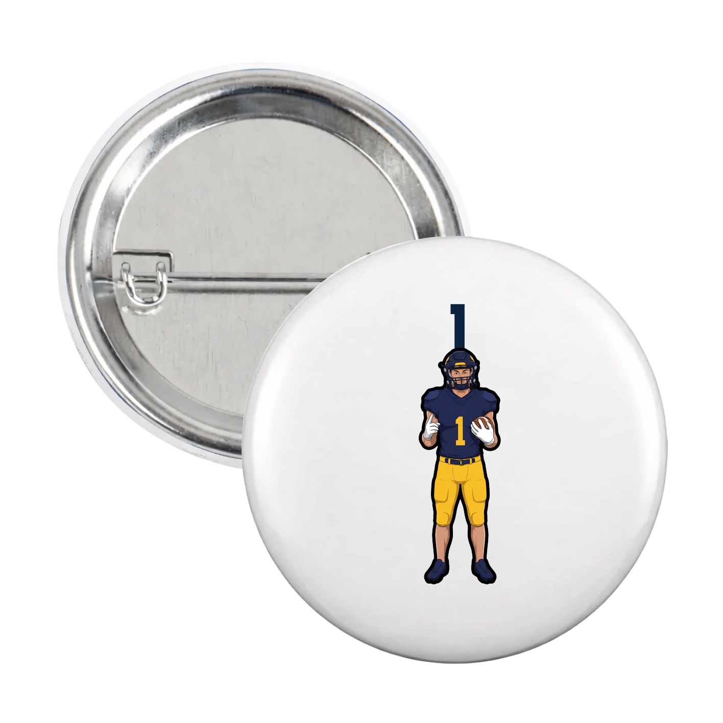 Game Day Button — Number Top in White