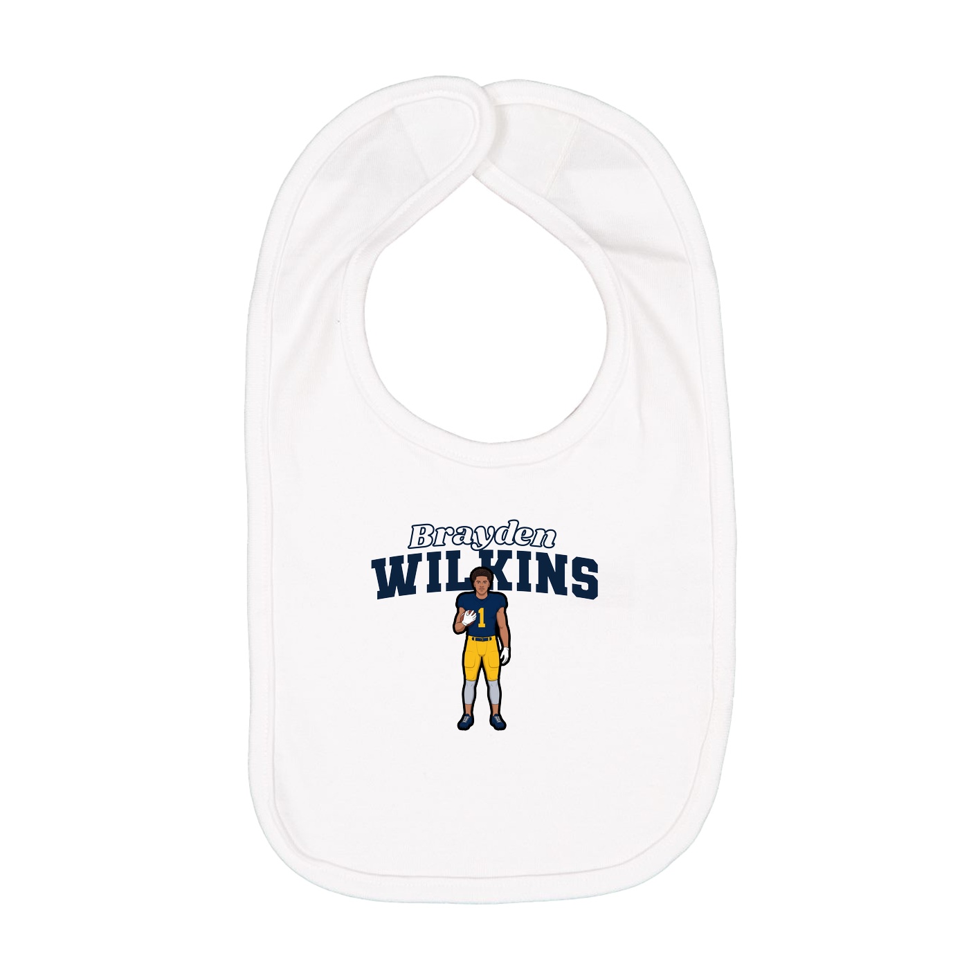 Infant Bib — Name Arch in White