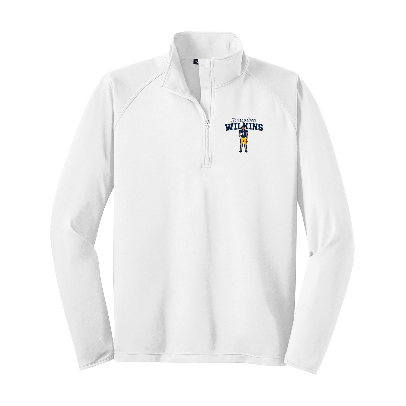 Q-Zip Pullover — Name Arch in White