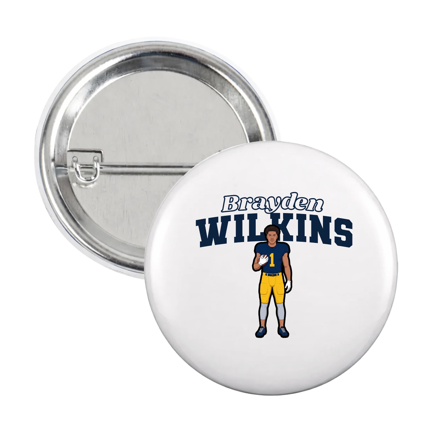 Game Day Button — Name Arch in White