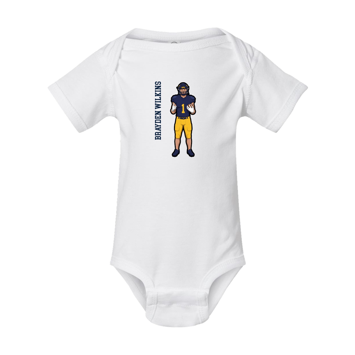 Baby Onesie — Name Vertical in White