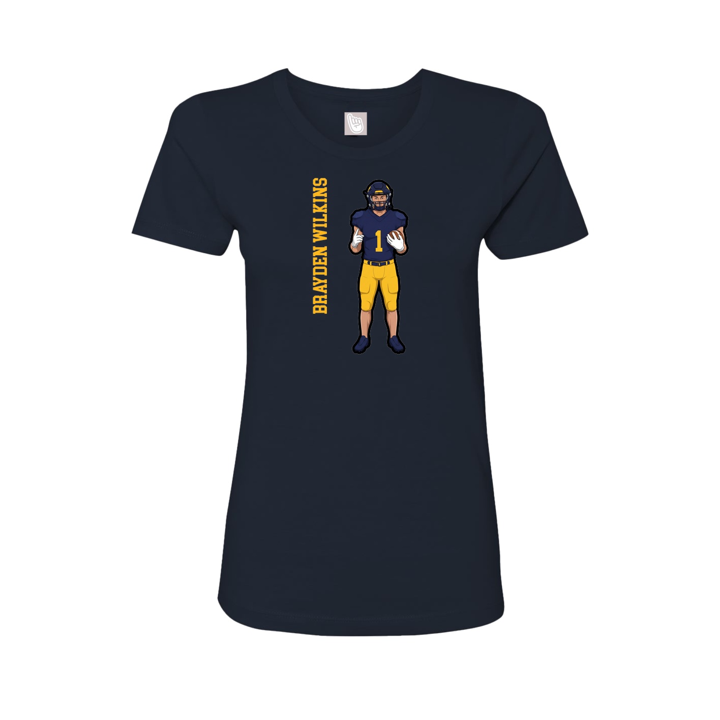 Fitted Women's Tee — Name Vertical in Navy