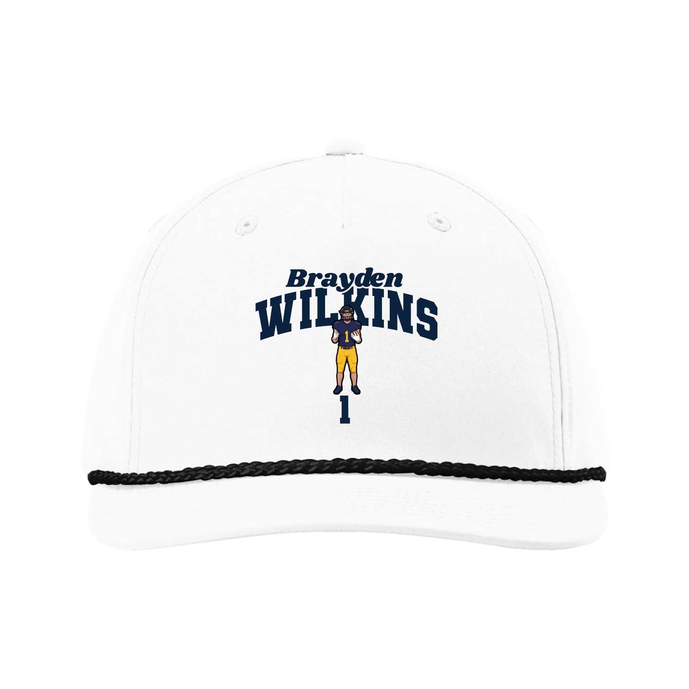 Five-Panel Classic Rope Cap — Signature Arch in White