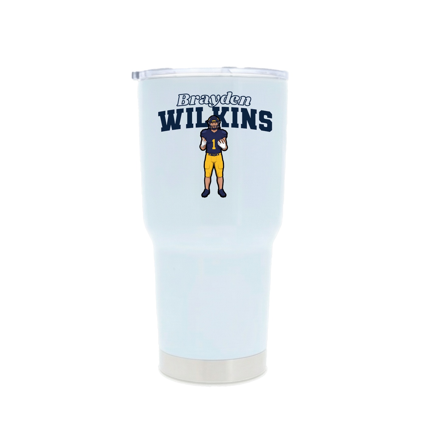 30oz Stainless Steel Tumbler — Name Arch in White