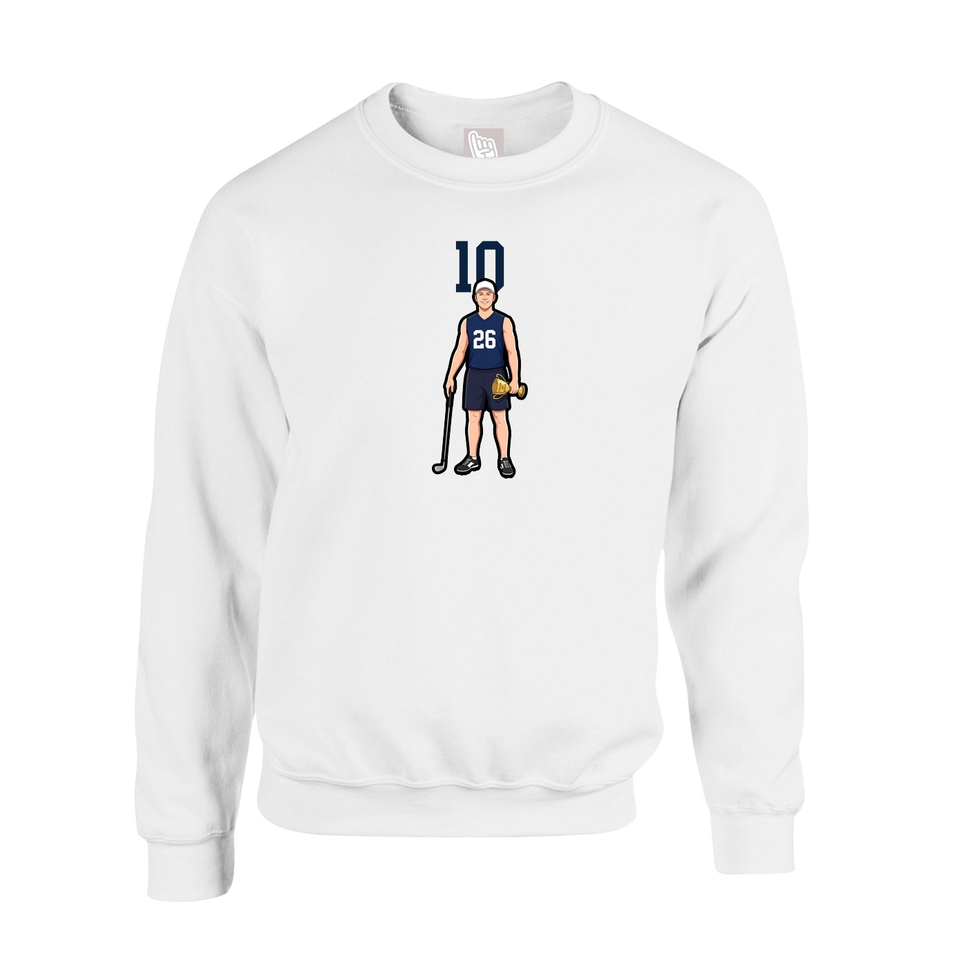 Fleece Crew — Number Top in White