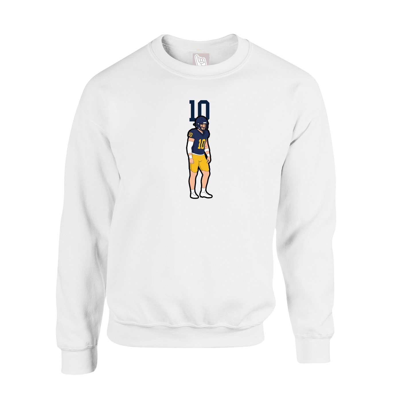 Fleece Crew — Number Top in White