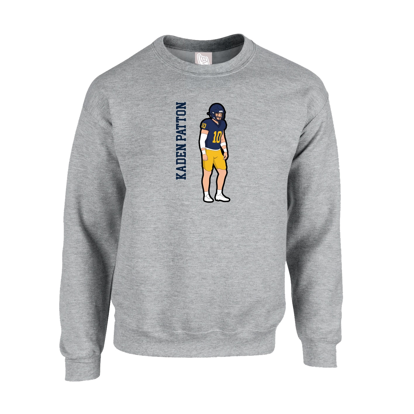 Fleece Crew — Name Vertical in Grey