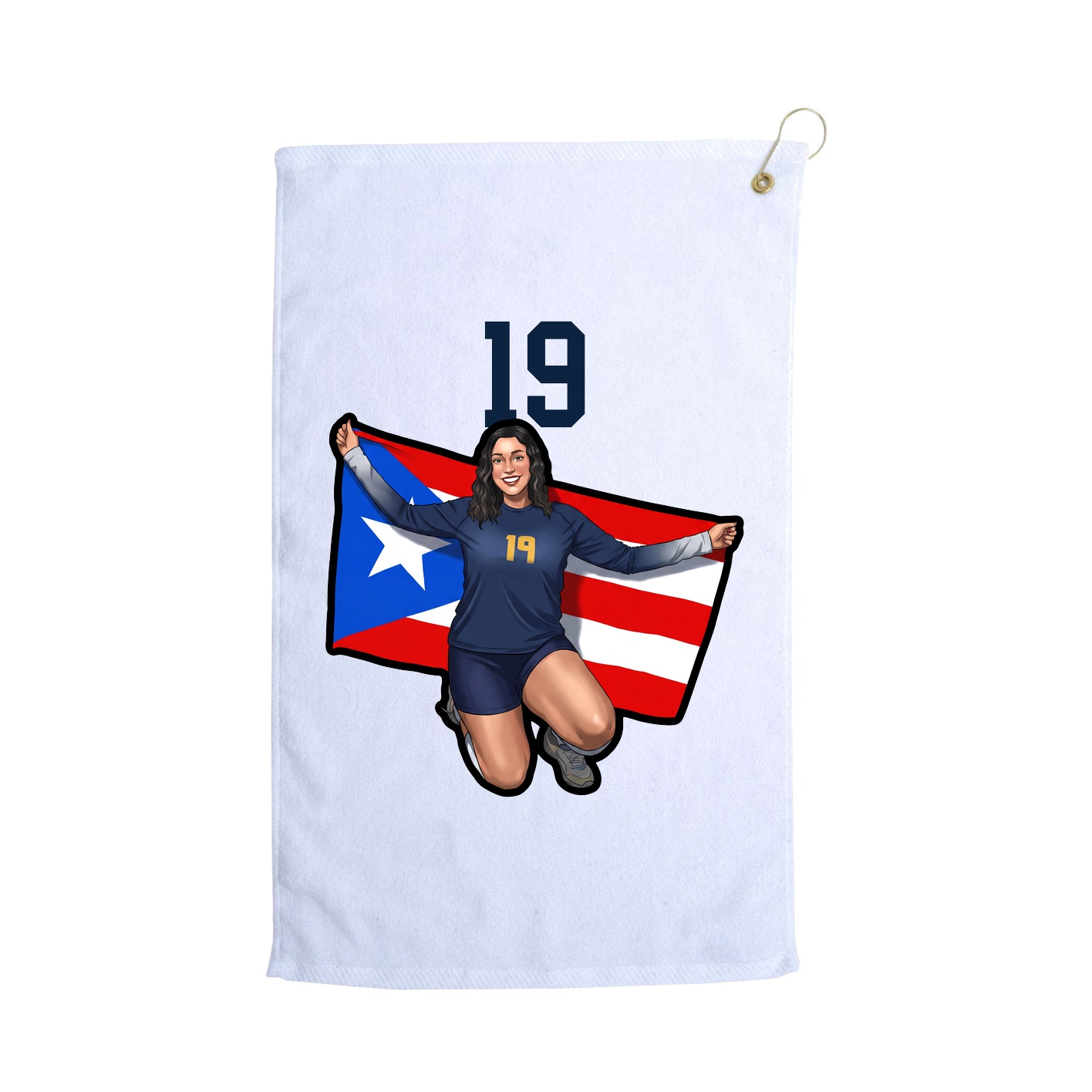 Golf Towel — Number Top in White