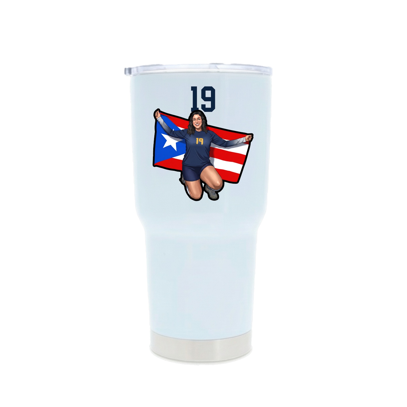 30oz Stainless Steel Tumbler — Number Top in White