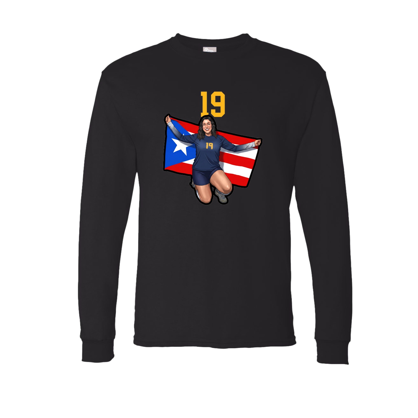 Long Sleeve Tee — Number Top in Black