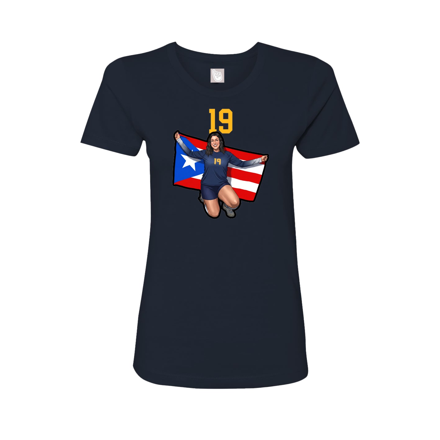 Fitted Women's Tee — Number Top in Navy
