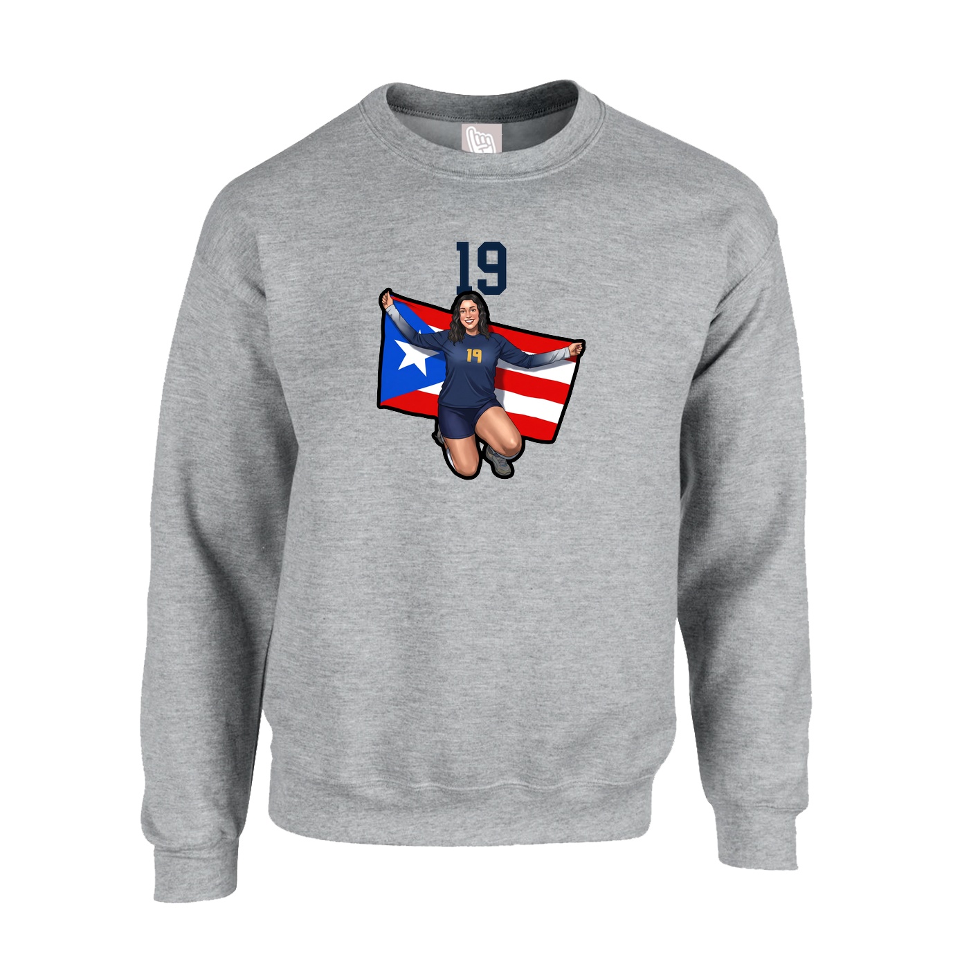 Fleece Crew — Number Top in Grey