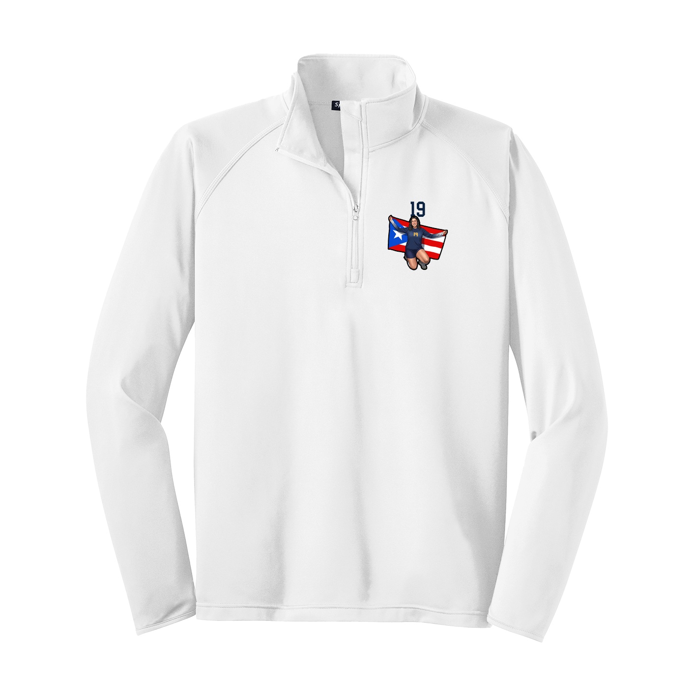 Q-Zip Pullover — Number Top in White