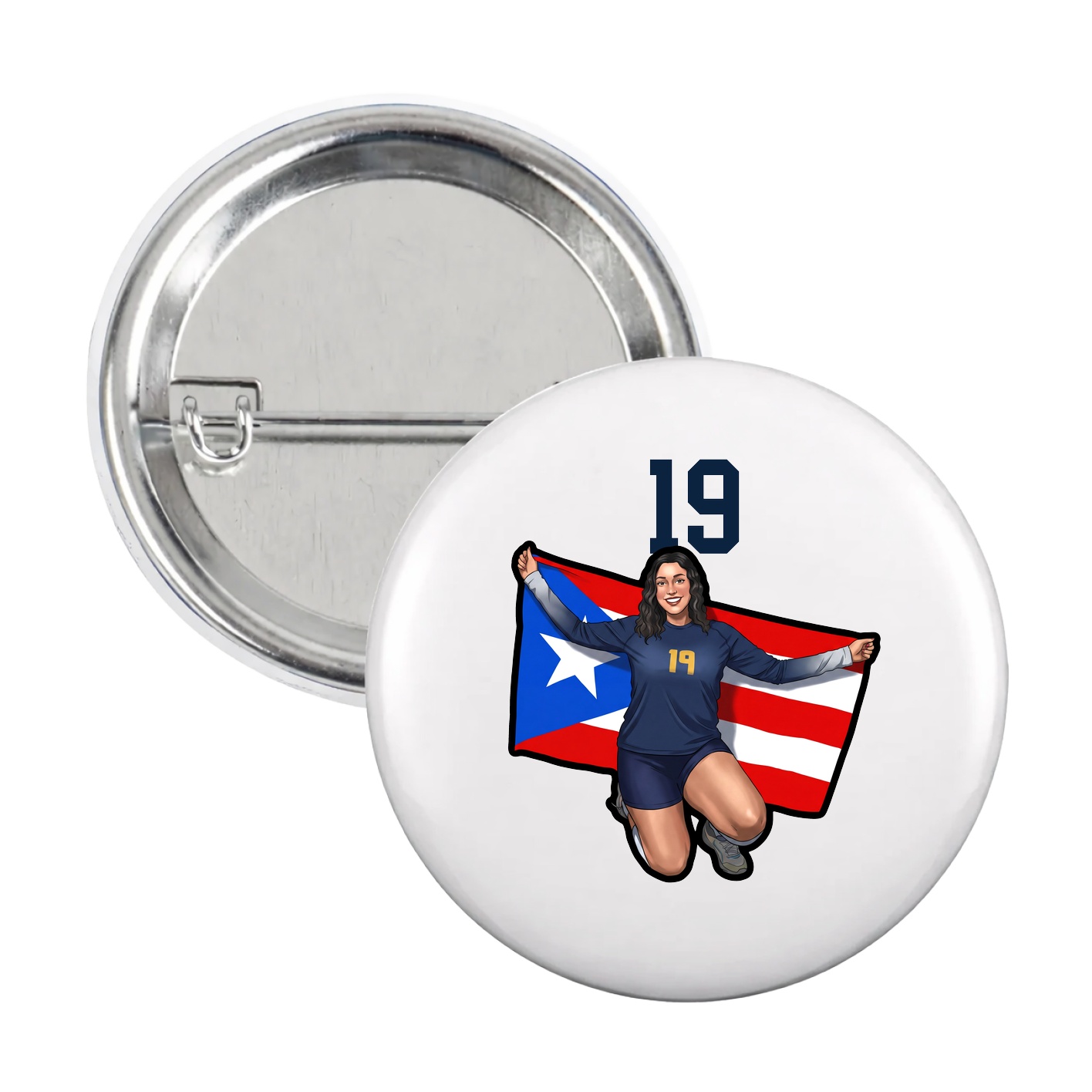 Game Day Button — Number Top in White