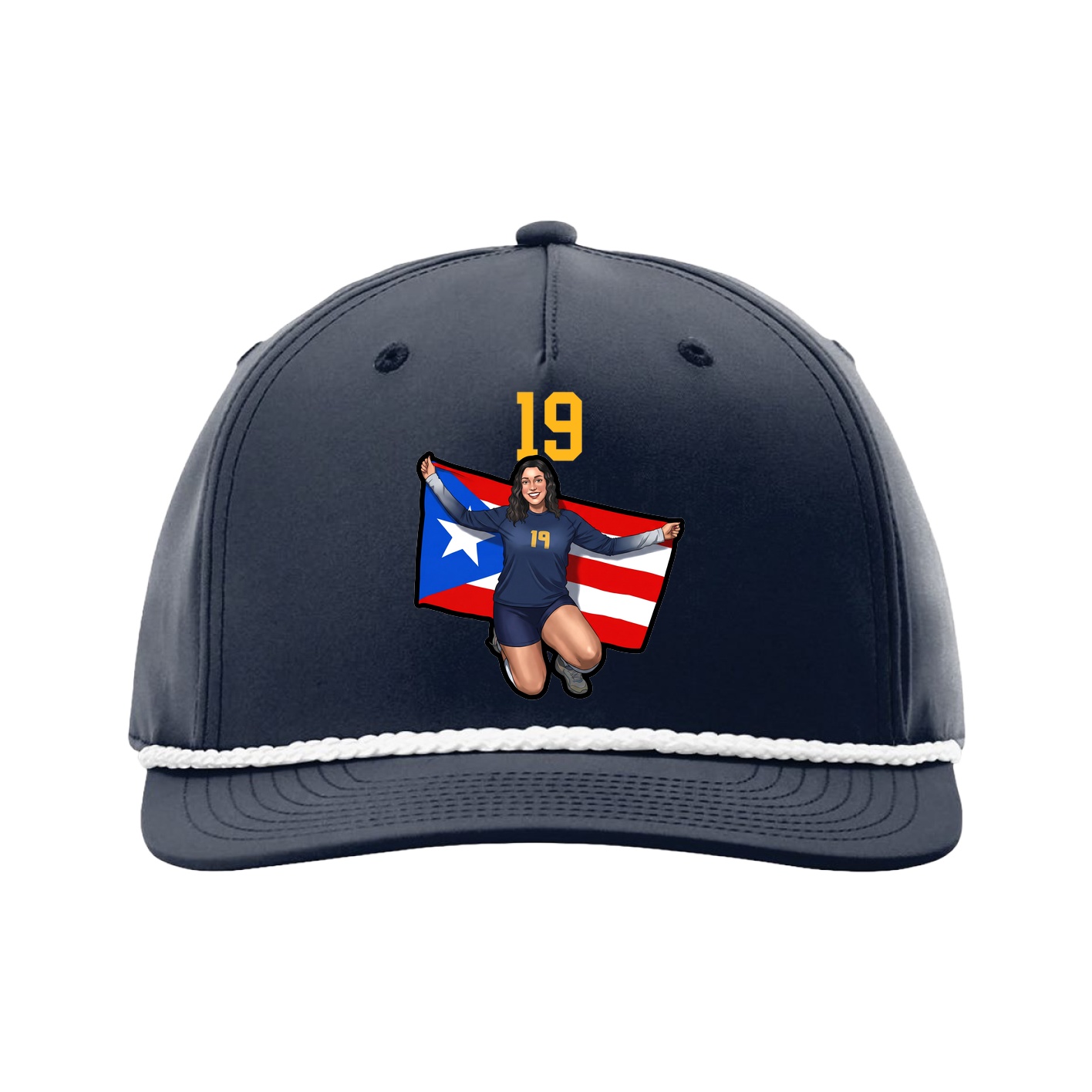 Five-Panel Classic Rope Cap — Number Top in Navy