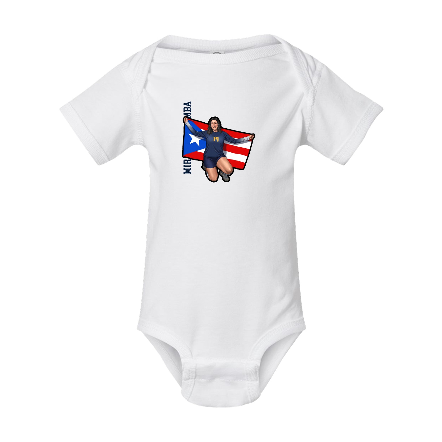 Baby Onesie — Name Vertical in White