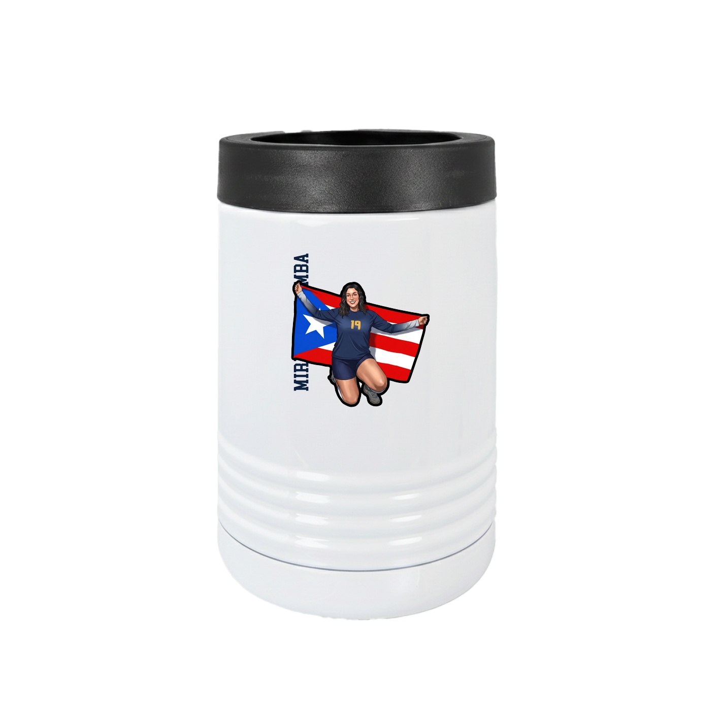 Beverage Holder — Name Vertical in White