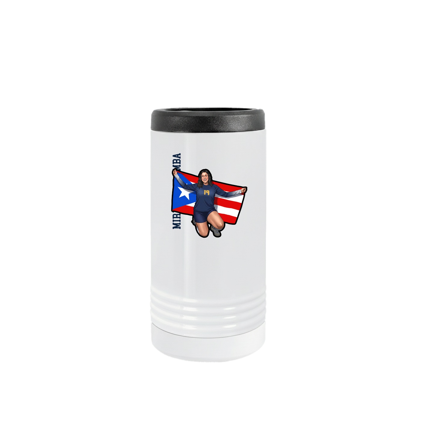 Slim Beverage Holder — Name Vertical in White