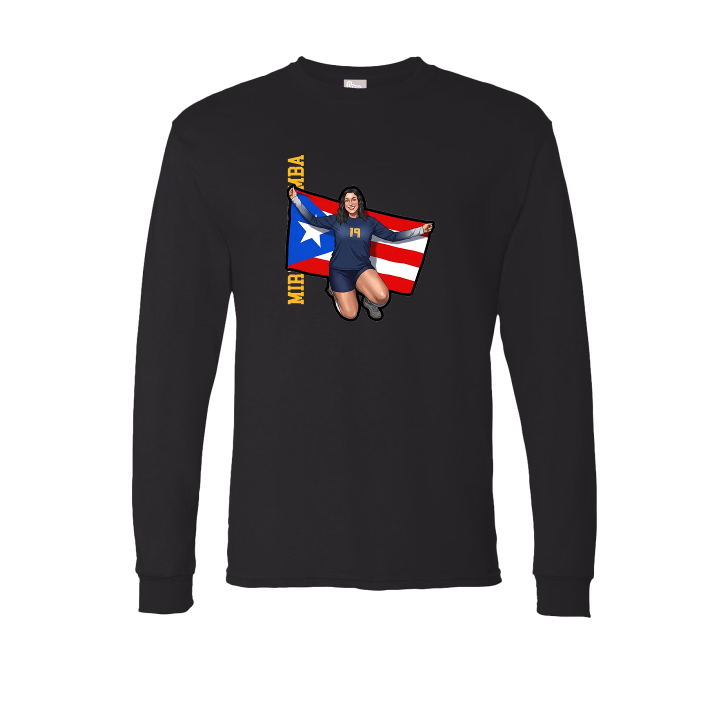Long Sleeve Tee — Name Vertical in Black