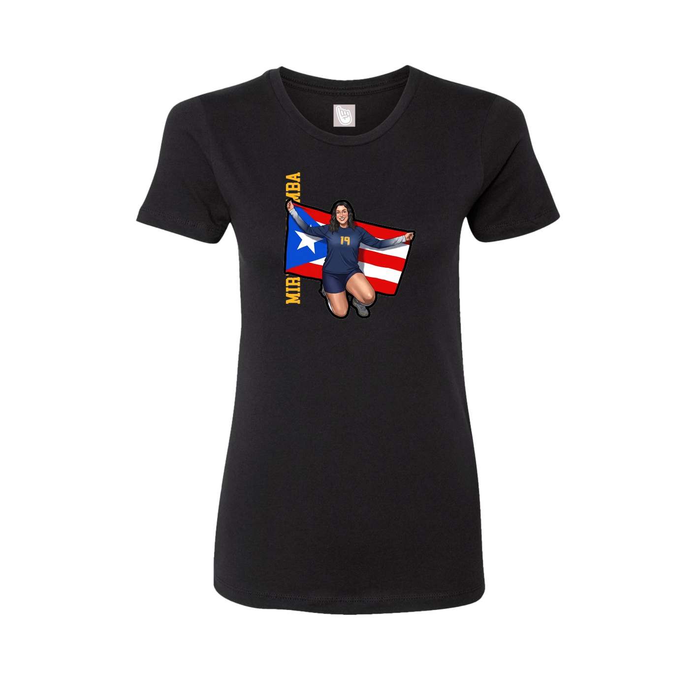 Fitted Women's Tee — Name Vertical in Black