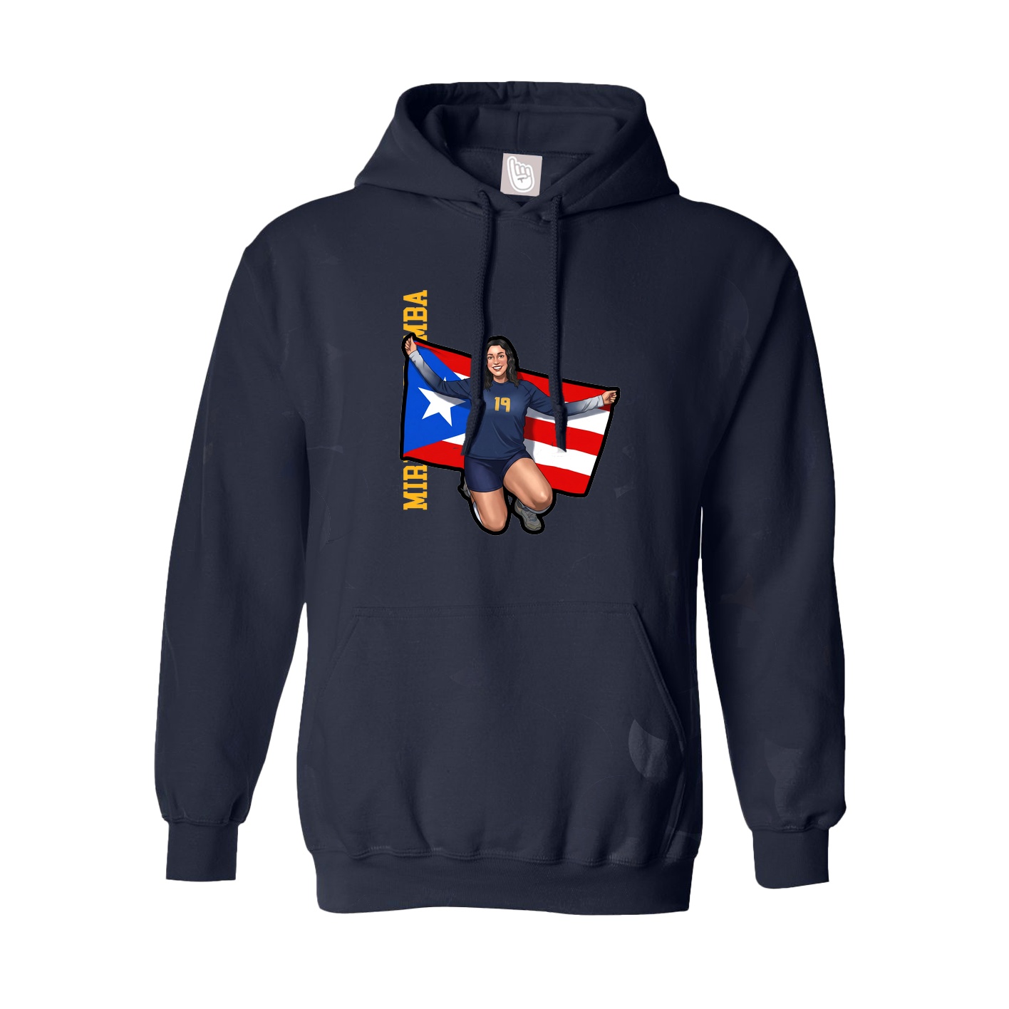 Hoodie — Name Vertical in Navy
