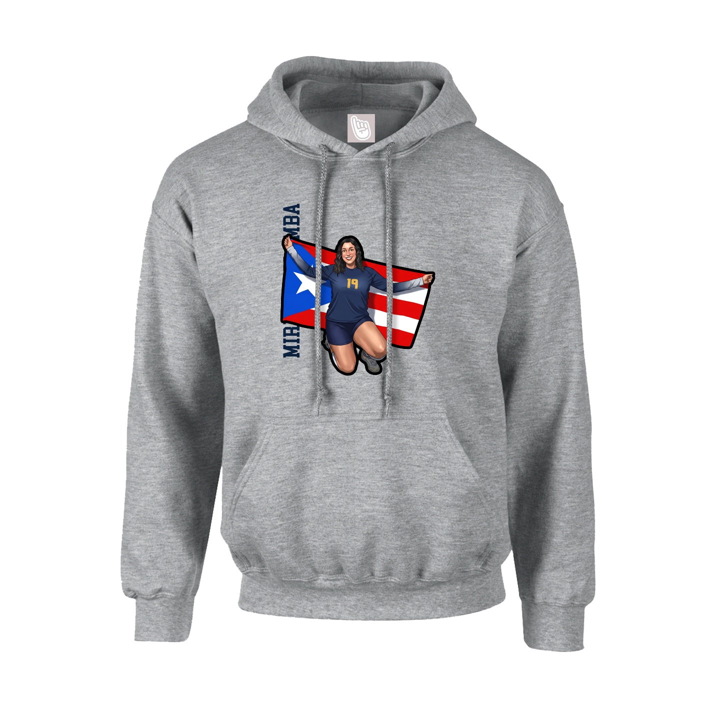 Youth Hoodie — Name Vertical in Grey