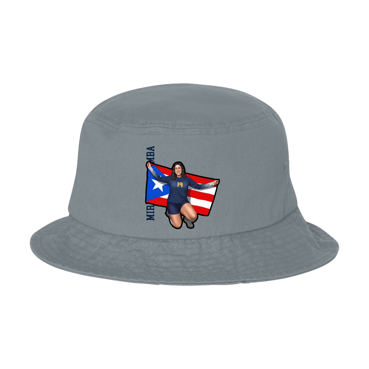 Bucket Cap — Name Vertical in Grey
