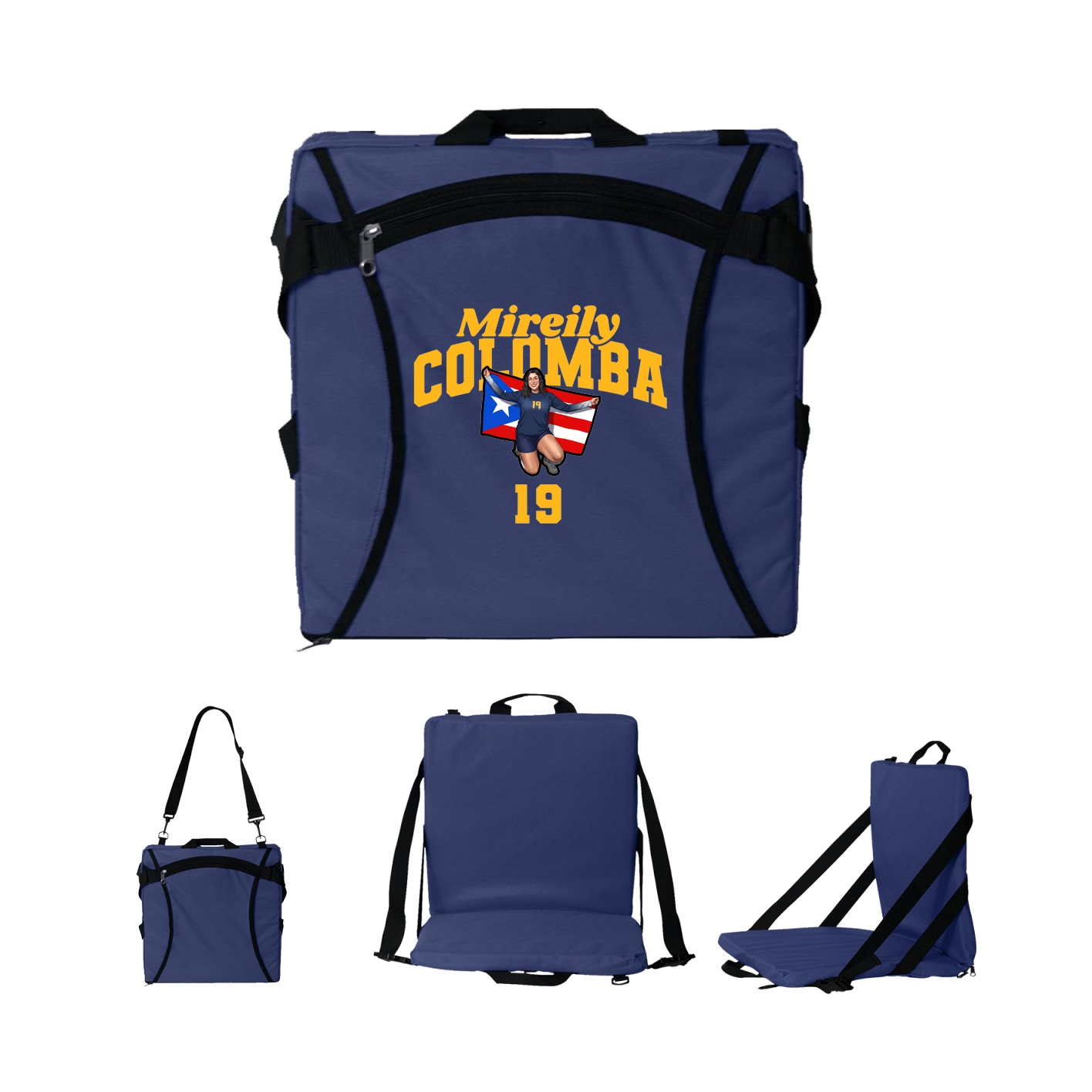 Folding Stadium Seat — Signature Arch in Navy