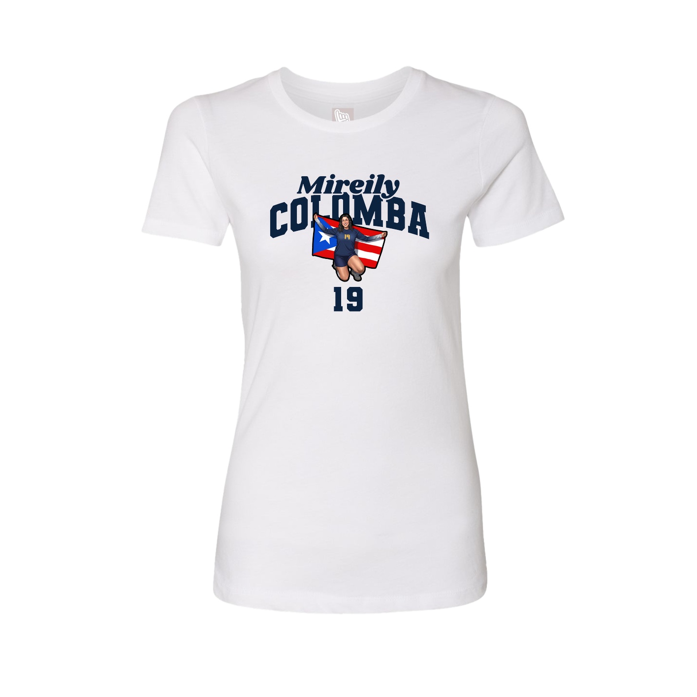Fitted Women's Tee — Signature Arch in White