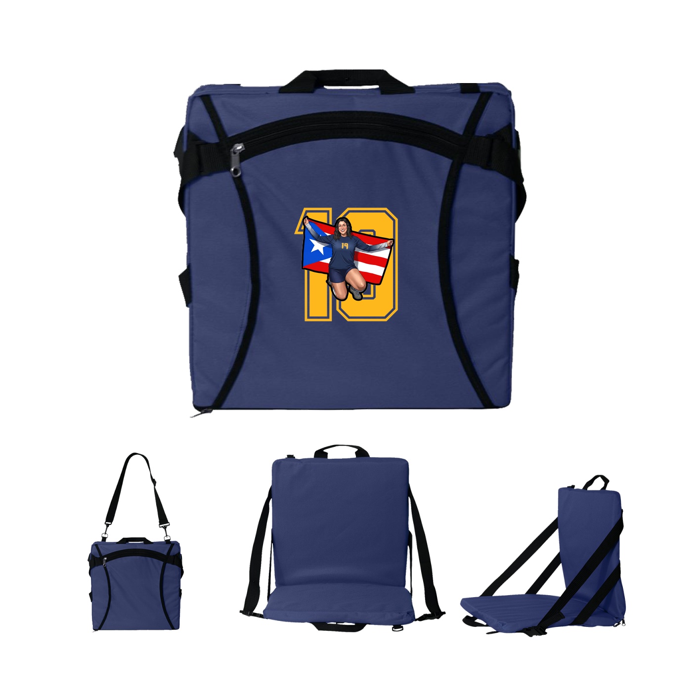 Folding Stadium Seat — Number in Navy