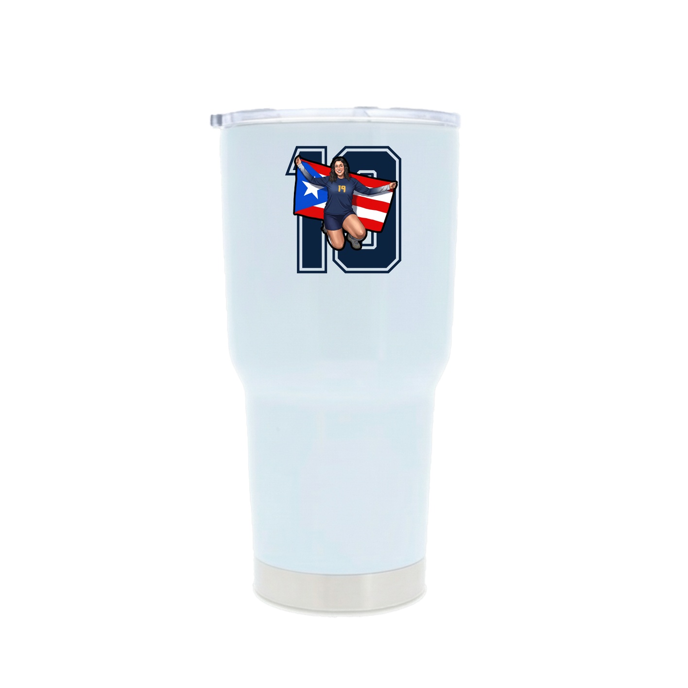 30oz Stainless Steel Tumbler — Number in White