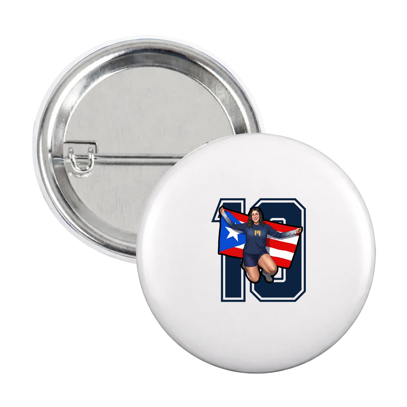 Game Day Button — Number in White