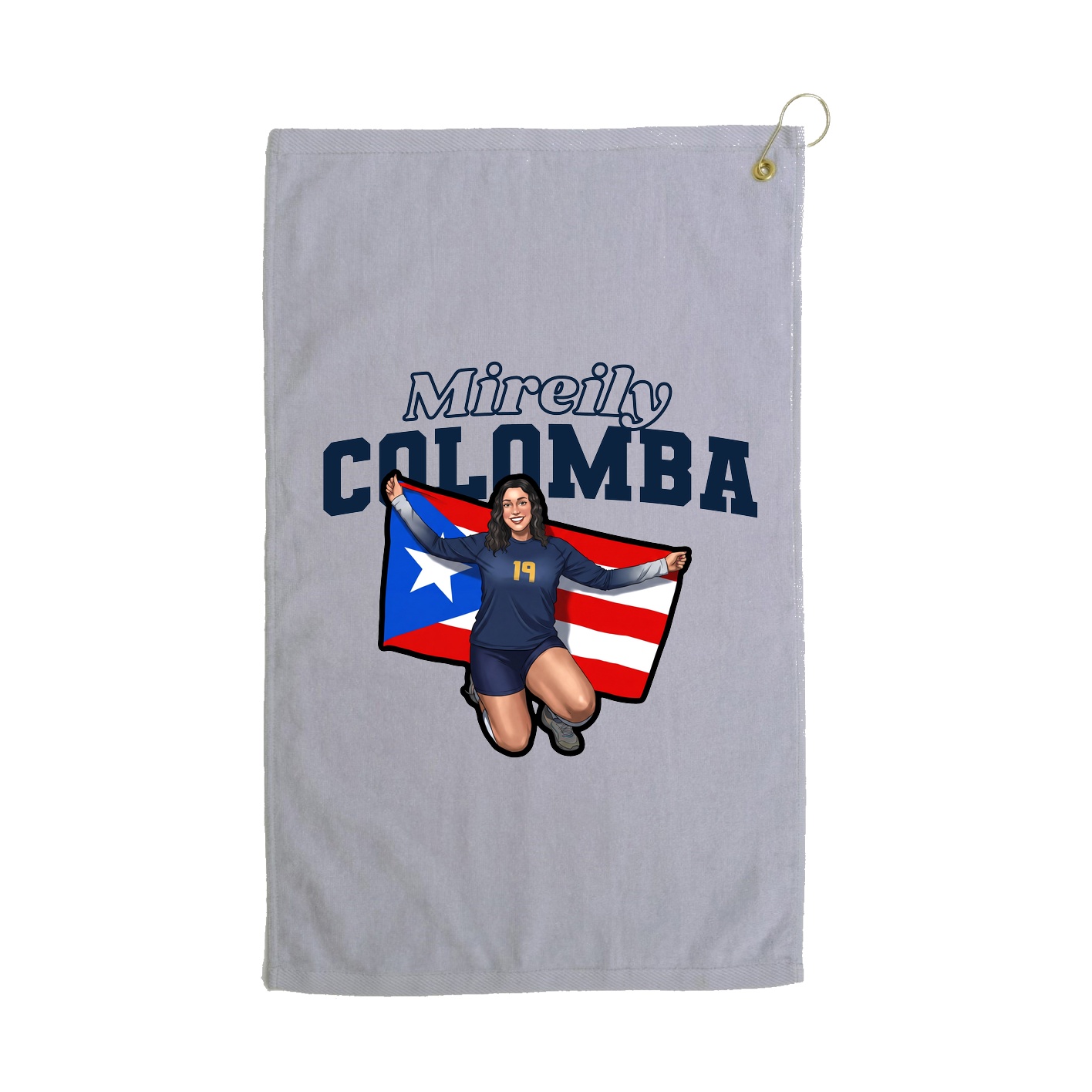 Golf Towel — Name Arch in Grey